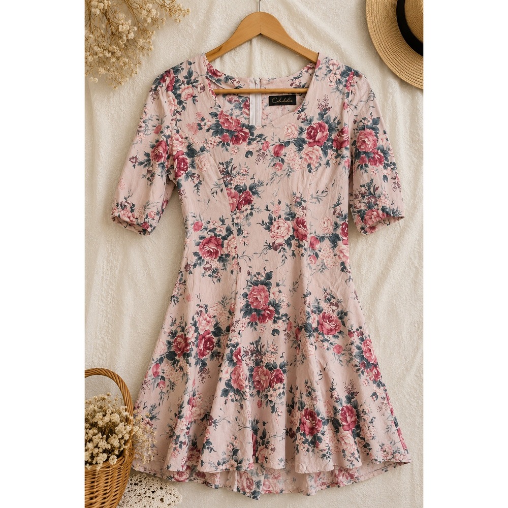Vintage Chablis Floral Mini Dress S Western Rodeo Wedding Guest Cottagecore Y2K